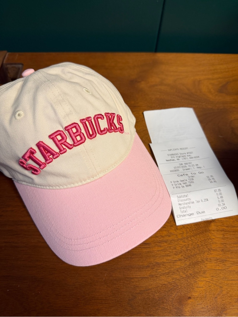 Starbucks Cream and Pink Embroidered Logo Cap